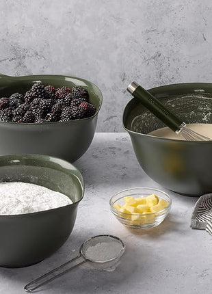 KitchenAid Universal Nesting Plastic Mixing Bowls, Set of 3, 2.5 quart, 3.5 quart, 4.5 quart, Evergreen