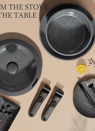 GiPP Ceramic Pots and Pans Set Non Stick, 11 Piece Nonstick Detachable Handle Cookware Sets, Non Toxic Induction Kitchen Pot and Pan with Removable Handle, Healthy RV Cookware, Dishwasher ＆Oven Safe