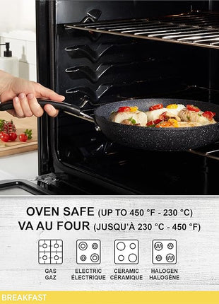 Starfrit The Rock 16cm (6.5") Non-Stick Egg Fry Pan - Durable Forged Aluminum - Oven Safe - PFOA Free - Easy to Clean - Black