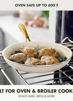 GreenPan Swift 10" Ceramic Nonstick Frying Pan Skillet, PFAS & PFOA-Free Healthy Cooking, Gold Stainless Steel Handle, Versatile Cooking Essentials, Dishwasher & Oven Safe, Cream