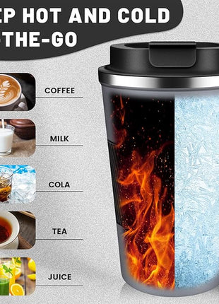 Insulated Coffee Tumblers with Flip Lid 12oz / 17oz, Stainless Steel Travel Coffee Mug Leak Proof, Vacuum Insulated Coffee Mug Reusable Cup, Keeps Cold and Hot for Coffee Tea