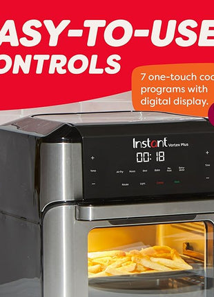 Instant Pot 10QT Air Fryer, 7-in-1 Functions with EvenCrisp Technology that Crisps, Broils, Bakes, Roasts, Dehydrates, Reheats & Rotisseries, Includes over 100 In-App Recipes, Stainless Steel