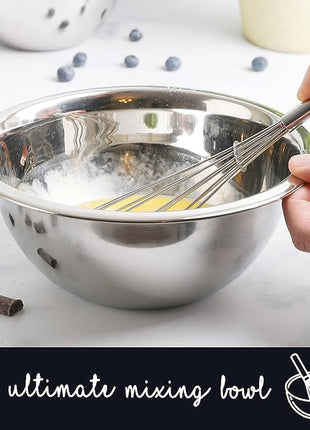 WHYSKO Meal Prep Stainless Steel Mixing Bowl (5-Piece Set) Home, Refrigerator, and Kitchen Food Storage Organizers | Ecofriendly, Heavy Duty, No Lids