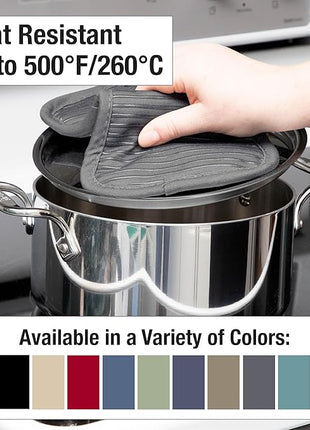 All-Clad Premium Pot Holder & Heating Pad, (2-Pack) Heat Resistant to 500 Degrees, 100% Cotton 10"x6.25" for Kitchen and Barbeque, Pewter