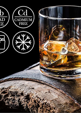 Old Fashioned Whiskey Glass Set, Premium Rocks Glasses for Cocktails and Bourbon, 10 1/4 Oz, Set of 6, Lead-Free Crystal, Bar Drinking Glass Tumbler for Scotch, Cognac, Irish Whisky