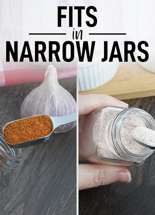 Zulay Heavy Duty Stainless Steel Measuring Spoons with Easy to Read, Slim Design for Narrow Spice Jars, 6 Piece Measuring Spoons with Etched Markings & Removable Clasp, Table Spoons Measuring Spoon