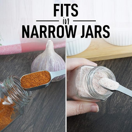 Zulay Heavy Duty Stainless Steel Measuring Spoons with Easy to Read, Slim Design for Narrow Spice Jars, 6 Piece Measuring Spoons with Etched Markings & Removable Clasp, Table Spoons Measuring Spoon