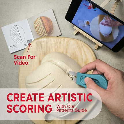 KneadAce Upgraded Extractable & Magnetic Bread Lame Dough Scoring Tool - Professional Sourdough scoring tool for Sourdough Bread baking & Bread Making Tools - Scoring Patterns booklet & 5 Razor Blades