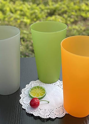 Premium 32-ounce Large Cups, Multicolor Plastic Tumblers BPA Free Set of 12 for Indoor Outdoor Use (Multicolors)