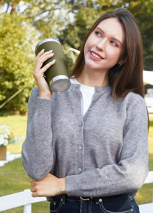 MEWAY 30oz Tumbler Double Wall Vacuum Insulated Travel Mug, Stainless Steel Tumbler with Lid, Durable Powder Coated Insulated Coffee Cup for Cold & Hot Drinks (Army Green,1 PACK)