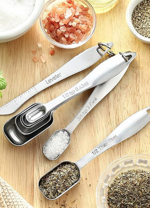Spring Chef Stainless Steel Measuring Cups & Spoons Set of 20 with Leveler, Nesting 7 Metal Measuring Cups & 13 Spoons for Dry & Liquid Ingredients, Dishwasher Safe Kitchen Tools for Cooking & Baking