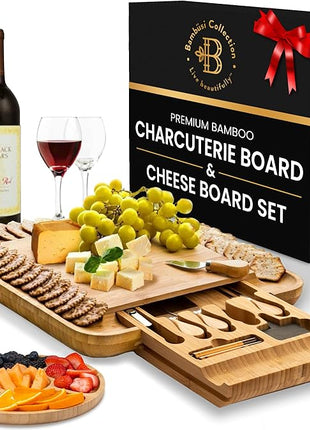 Charcuterie Board Gift Set - Bamboo Cheese Board and Knife Set - Housewarming Gifts for New Home, Wedding Gifts for Couples 2025, Bridal Shower Gifts, Birthday Gifts for Women