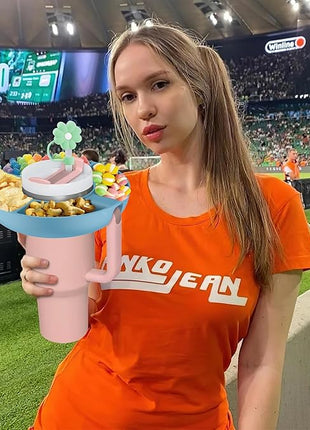 Snack Bowl for Stanley Cup 40 oz with Handle-Perfectly Compatible with Stanley Quencher H2.0 Tumbler 40 oz with Handle, Reusable Silicone Snack Tray, Stanley cup accessories (Blue Snack Bowl)