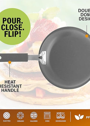 Gotham Steel Double Sided Pan, The Perfect Pancake Maker – Ceramic Nonstick Copper Easy to Flip Pancake Griddle for Fluffy Pancakes, Omelette Maker, Frittata Maker & More! Dishwasher Safe