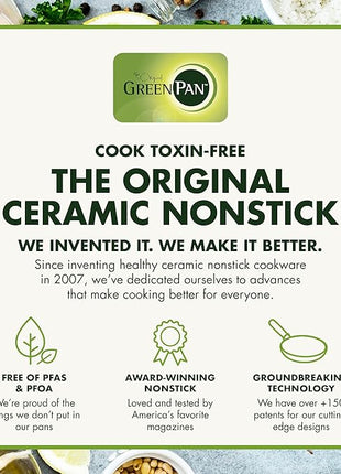 GreenPan Chatham Hard Anodized Healthy Ceramic Nonstick, 12" Frying Pan Skillet, PFAS-Free, Dishwasher Safe, Oven Safe, Gray