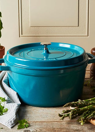 STAUB Cast Iron Round Cocotte, Dutch Oven, 4-quart, serves 3-4, Made in France, Turquoise