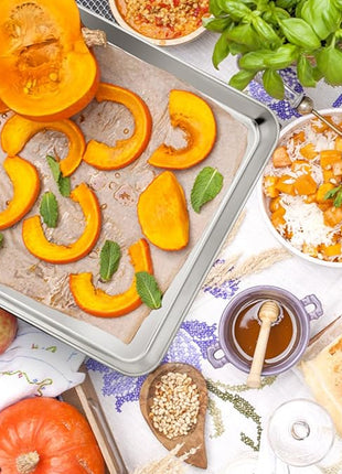 P&P CHEF 16 Inch Baking Cookie Sheet, Oven Pan Tray Stainless Steel Sheet Pan for Kitchen, Oven Bakeware for Multi Uses, Shiny Look & Dishwasher Safe, Healthy & Heavy Duty, 2Pcs