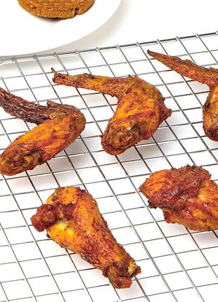 Briout 2PCS Cooling Racks for Cooking and Baking - 15x10 Inches Heavy Duty Stainless Steel Wire Rack for Baking, Grilling, Roasting - Oven & Dishwasher Safe - Fits Jelly Roll Sheet Pan-Silver