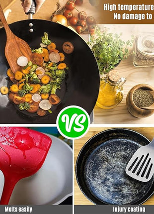 12 Piece Wooden Spoons for Cooking, Wooden Utensils for Cooking with Utensils Holder, Natural Teak Wooden Kitchen Utensils Set with Wooden Spoon Rest, Comfort Grip