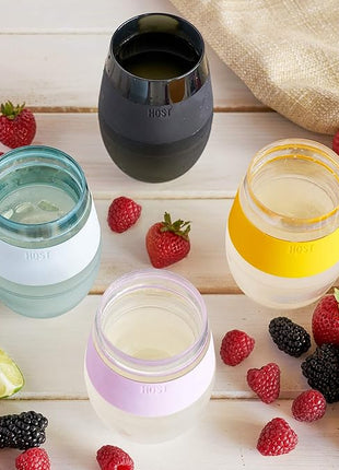 HOST Wine Freeze Cooling Cup, Plastic Double Wall Insulated Freezable Drink Chilling Tumbler with Freezing Gel Wine Glasses for Red and White Wine, Set of 1, 8.5 oz, Smoke