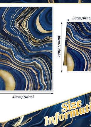 Boyiee Set of 6 Marble Kitchen Towels Blue Gold Hand Modern Absorbent Soft Decorative Dish Tea Towels 24 x 16 Inches Kitchen Gifts for Farmhouse Bathroom Decorations