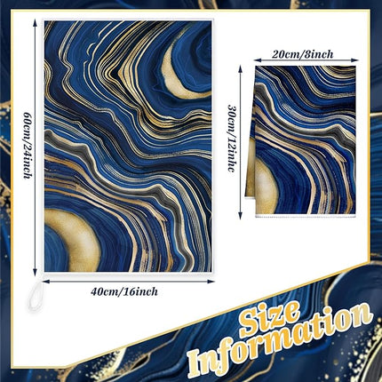 Boyiee Set of 6 Marble Kitchen Towels Blue Gold Hand Modern Absorbent Soft Decorative Dish Tea Towels 24 x 16 Inches Kitchen Gifts for Farmhouse Bathroom Decorations