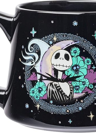 Silver Buffalo Disney Tim Burton's Nightmare Before Christmas Jack and Zero Tapered Pottery Mug, 14 Ounces