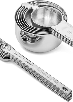 Hudson Essentials Stainless Steel Measuring Cups and Spoons Set (14 Piece Set)