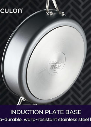 Circulon A1 Series with ScratchDefense Technology Nonstick Induction Sauté Pan with Helper Handle and Lid, 5 Quart, Graphite