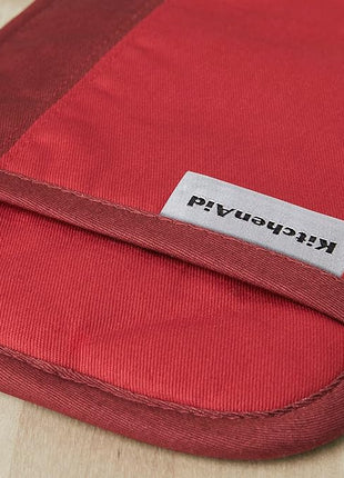 KitchenAid Beacon Two-Tone Non-Slip Pot Holder Set, Passion Red/Bordeaux, 7"x10", 2 Piece