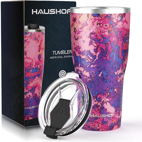 HAUSHOF 20 oz Tumbler, Stainless Steel Vacuum Coffee Tumbler, Durable Insulated Tumbler Cups for Hot and Cold Drinks, Portable Water Tumbler with Lid for Office, Camping, Sports