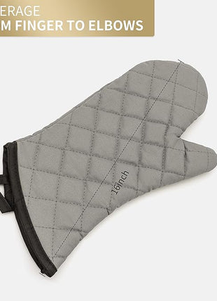 ARCLIBER Oven Mitts 1 Pair of Terry Cloth Lining - Heat Resistant Kitchen Gloves,Flame Oven Mitt Set,15 Inch