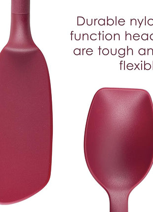 Rachael Ray Tools and Gadgets Lazy Crush & Chop, Flexi Turner, and Scraping Spoon Set / Cooking Utensils - 3 Piece, Burgundy Red