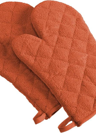 DII Basic Terry Collection 100% Cotton Quilted, Oven Mitt, Spice, 2 Piece