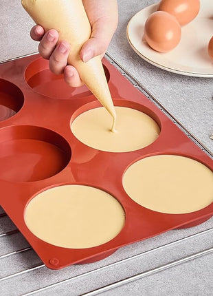 2 Pack Silicone Egg Mold for Breakfast Sandwiches, 4 Inch Non-Stick Jumbo Muffin Top Pan Round Baking Mold for English Egg Muffin, Hamburger Bun, Whoopie Pie