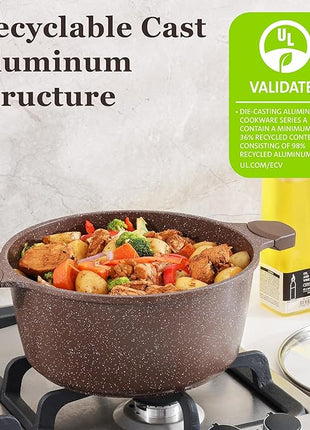 SENSARTE Nonstick Cookware Set 13-Piece, Healthy Pots and Pans Set Kitchen Cooking Set with Stay-Cool Handles, Silicone Utensils and Pot Protectors, PFOA Free