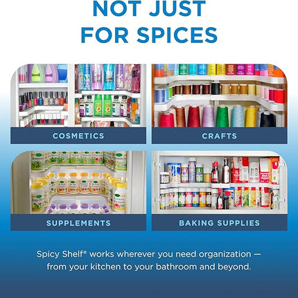 Spicy Shelf Deluxe - Expandable 2 Tiered Spice Rack Organizer for Cabinet & Pantry - Kitchen Seasoning Organizer - Cabinet Spice Racks for Inside Cabinets