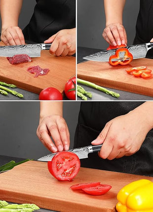 3 Piece Japanese Knife Set,Ultra Sharp Chef Knife Kitchen Cooking Knife Paring Knife German High Carbon Stainless Steel with Sheaths Wooden Handle for Home Outdoor Gift Idea