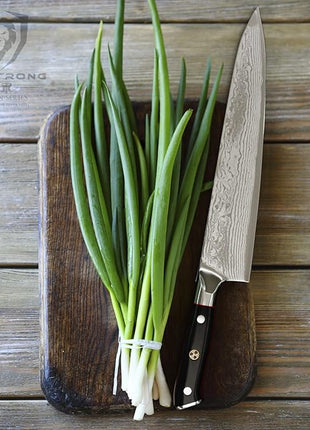 Dalstrong Chef Knife - 9.5 inch Blade - Shogun Series ELITE - Damascus - Japanese AUS-10V Super Steel - Black G10 Handle - Razor Sharp Kitchen Knife - Professional Full Tang Chef's Knife - Sheath