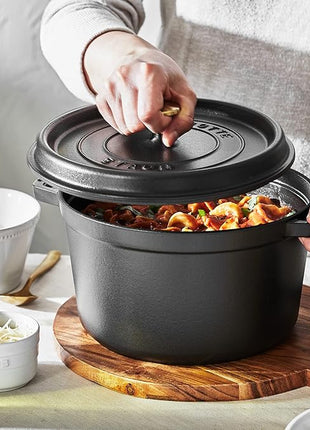 Staub Cast Iron Dutch Oven 5-qt Tall Cocotte, Made in France, Serves 5-6, Matte Black