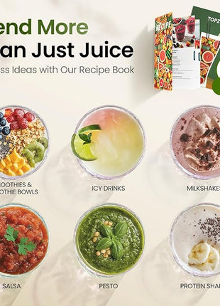 TOPZEE Personal Smoothie Blender - 1000W Single Serve Smoothie Maker with 24oz Portable Travel Cups, Ideal for Protein Shakes, Frozen Drinks, and Kitchen Use