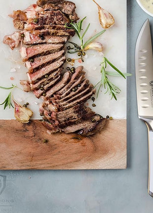 Dalstrong Steak Knife Set-4-5 Straight Blade Edge-Gladiator Series-Forged German High-Carbon Steel-w/Sheaths-Glacial White ABS Handle-Dinner Set Kitchen Knives