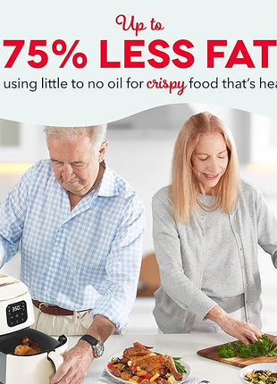 DASH Tasti-Crisp™ Ceramic Air Fryer Oven, 2.6 Qt., Cream – Compact Air Fryer for Healthier Food in Minutes, Ceramic Nonstick Surface, Ideal for Small Spaces - Auto Shut Off, Digital, 1000-Watt