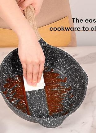 JEETEE 36Pcs Pots and Pans Set Non Stick, Cookware Set Non toxic Kitchen Healthy Induction Cooking Set W/Griddle, Sauté Pan, Baking Trays & Pancake Rake (PFOA, PFAS Free)