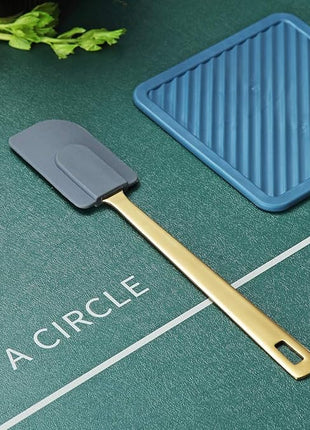 Gold Silicone Spatulas, Berglander Flexible Scrapers Baking Mixing Tool With Titanium Gold Plating, Baking Tools, Heat Resistant, Dishwasher Safe, Easy to Clean