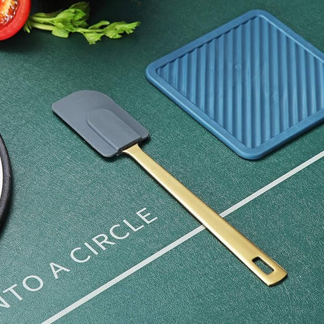Gold Silicone Spatulas, Berglander Flexible Scrapers Baking Mixing Tool With Titanium Gold Plating, Baking Tools, Heat Resistant, Dishwasher Safe, Easy to Clean