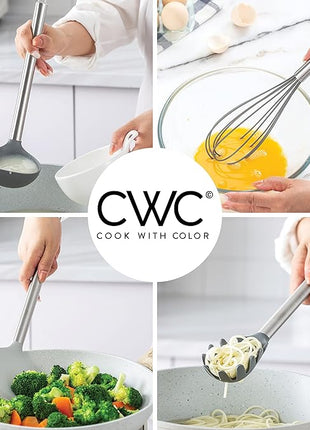 COOK WITH COLOR Silicone Cooking Utensils, Kitchen Utensil Set, Easy to Clean Silicone Kitchen Utensils, Cooking Utensils for Nonstick Cookware, Kitchen Gadgets Set, 10 Pieces, Grey Ombre