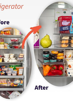 ClearSpace Pantry Organization and Storage Bins with Removable Dividers & Lids – Perfect Pantry Organizers or Kitchen Organization – Refrigerator Organizer Bins, Cabinet Organizers, 2 Pack