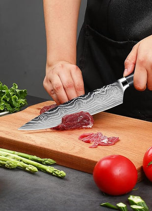 3 Piece Japanese Knife Set,Ultra Sharp Chef Knife Kitchen Cooking Knife Paring Knife German High Carbon Stainless Steel with Sheaths Wooden Handle for Home Outdoor Gift Idea