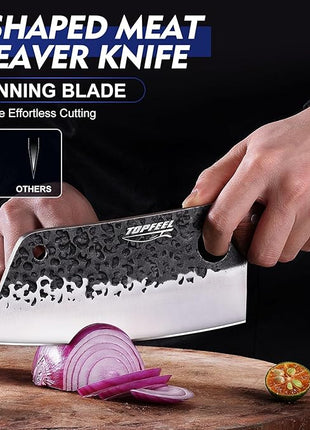 4PCS Meat Cleaver Set -Heavy Duty Bone Chopper & Meat Cleaver & Viking Knife & Slicing Knife, Chef Knives Set for Home Kitchen,Camping, BBQ Knives Gift for Men